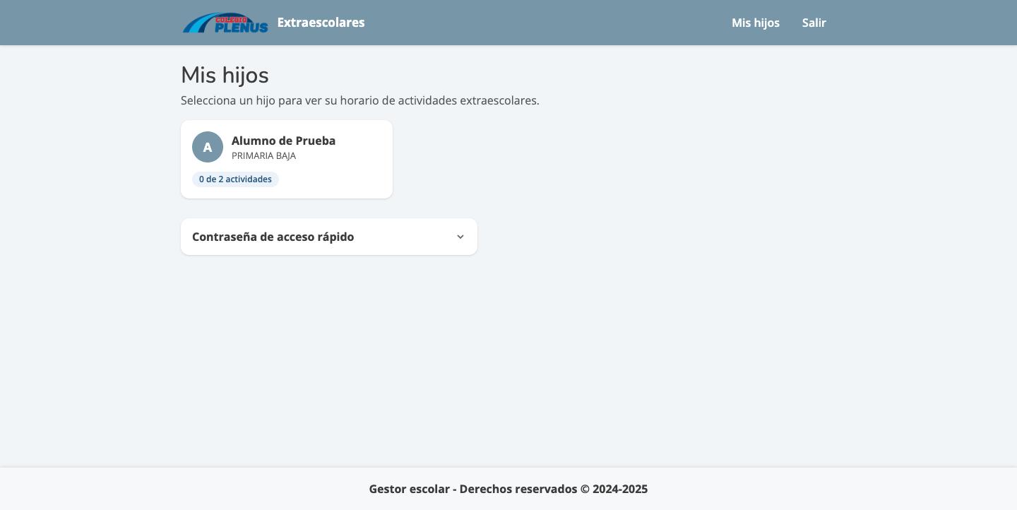 Pantalla Mis hijos con la tarjeta del alumno