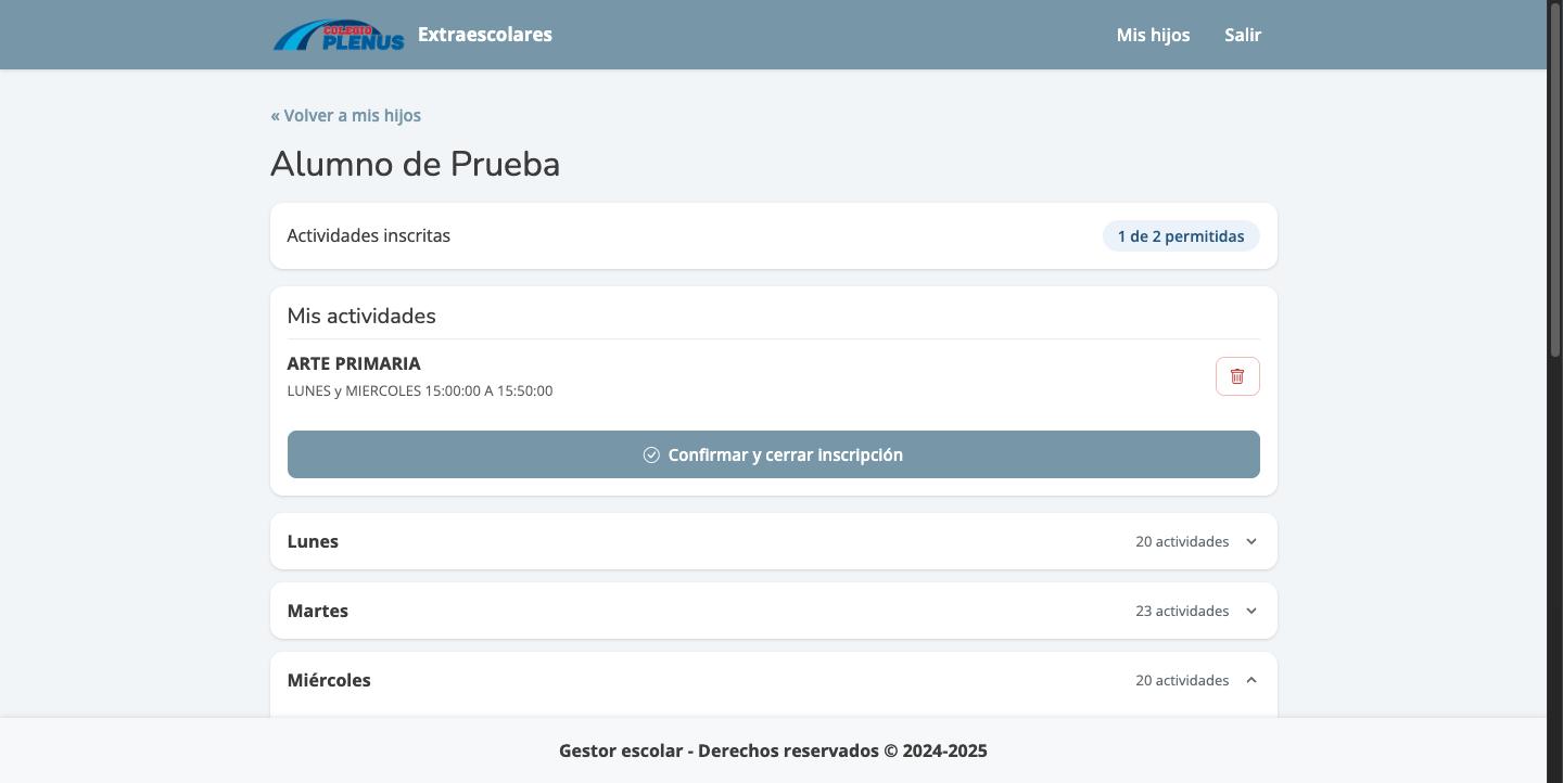 Sección Mis actividades con Arte Primaria agregada